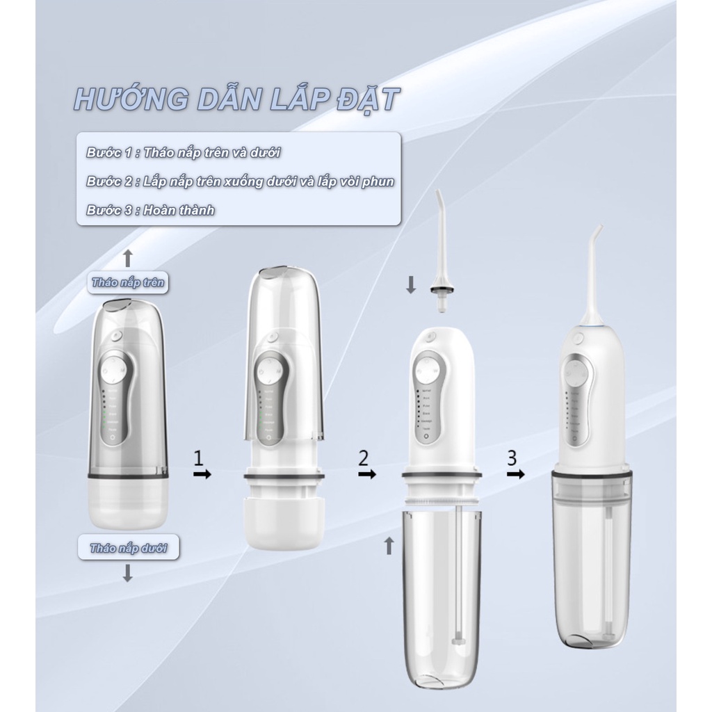 Máy Tăm Nước Cầm Tay 6 Chế Độ Professional Cordless Oral Irrigator - Home and Garden