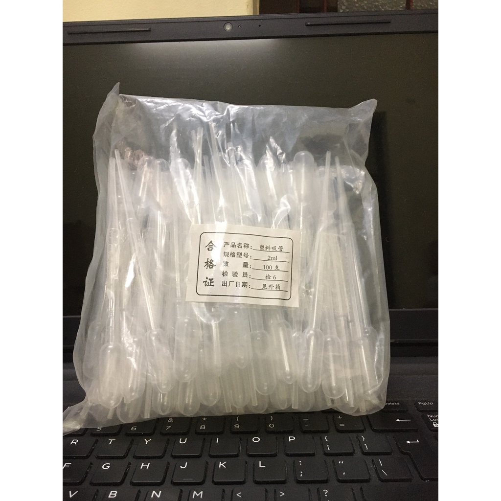 Túi 100 cái Pipet pasteur - ống hút nhỏ giọt - Pipet tiệt trùng TRANSFER - Pipet bơm mực bút máy Preppy 2ml và 3ml