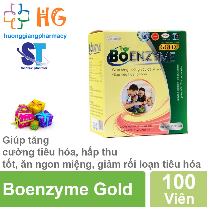 Men tiêu hóa cho người lớn Boenzyme Gold Tăng cường tiêu hóa giúp ăn ngon miệng tăng hấp thu chất dinh dưỡng Hộp 100Viên