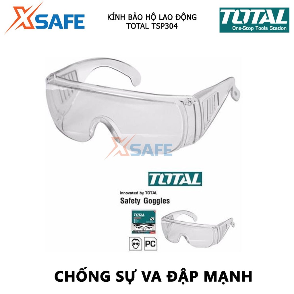 Kính bảo hộ TOTAL TSP304 Kính chống bụi trong suốt, chống hơi sương, bảo vệ mắt khỏi những tác động bên ngoài