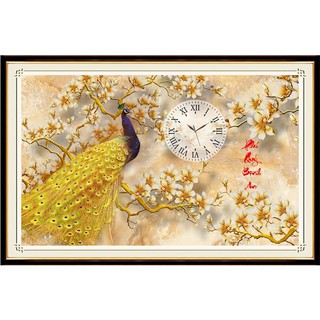 Tranh đính đá, Tranh thêu chữ thập Đồng Hồ Phú Quý Bình An VS253, DF717, LV3363, 223135 - tự thêu, tự đính