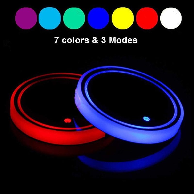 Đế Lót Cốc Có Đèn Led 7 Màu Sạc USB Cho Xe Hơi Giá Đỡ