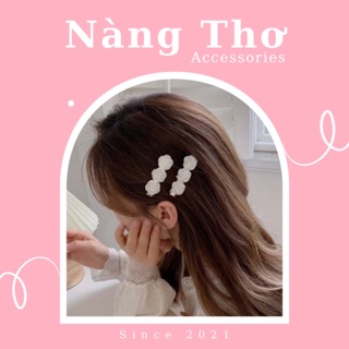 Kẹp tóc nữ hình hoa hồng trắng Nàng Thơ Accessories