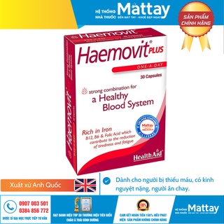 Haemovit Plus - HealthAid Giúp Bổ Máu, Tăng Cân Hiệu Quả (Hộp 30 Viên).