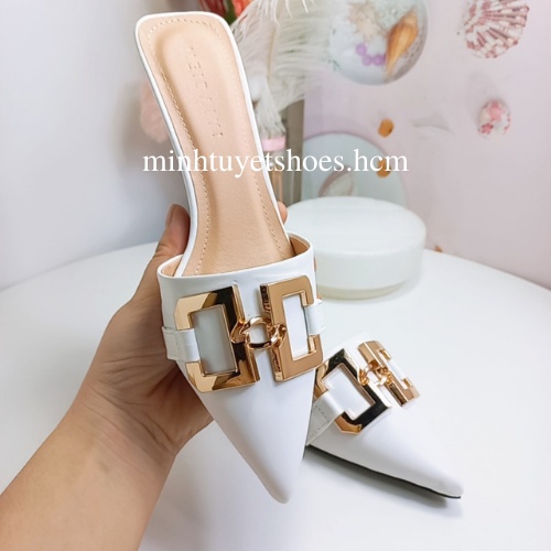 giày cao gót minhtuyetshoes sục mũi nhọn đế 3cm khóa kim loại mẫu mới bền đẹp sang chảnh đi tiệc