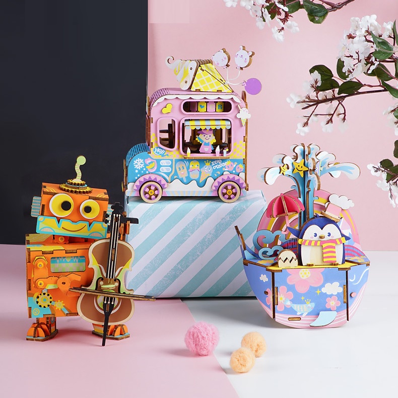 Mô hình gỗ 3D Lắp ráp Hộp nhạc AMD41 - AMD61 Robotime Music Box