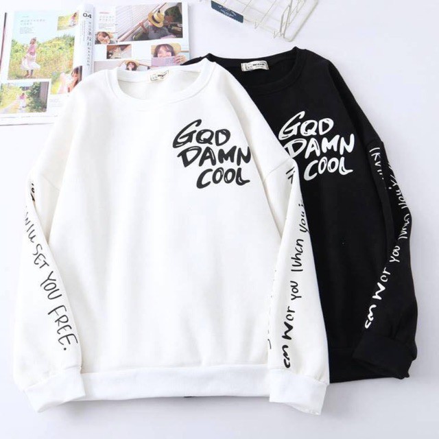 ' GIÁ RẺ ' Áo SWEATER CẶP TRẮNG ĐEN