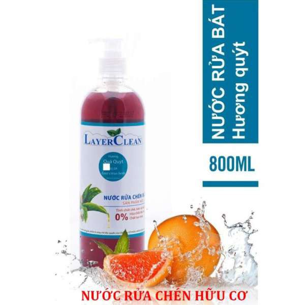 {HÀNG CHÍNH HÃNG} Nước Rửa Chén Bát Hương Qủa Quýt 800ml Organic Layer Clean Không Chứa Hóa Chất An toàn cho da