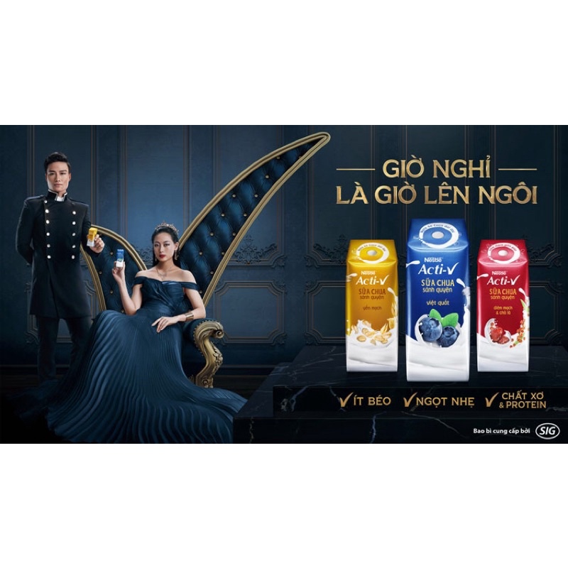 Thùng 48 hộp sữa chua uống yến mạch nestle Acti-v