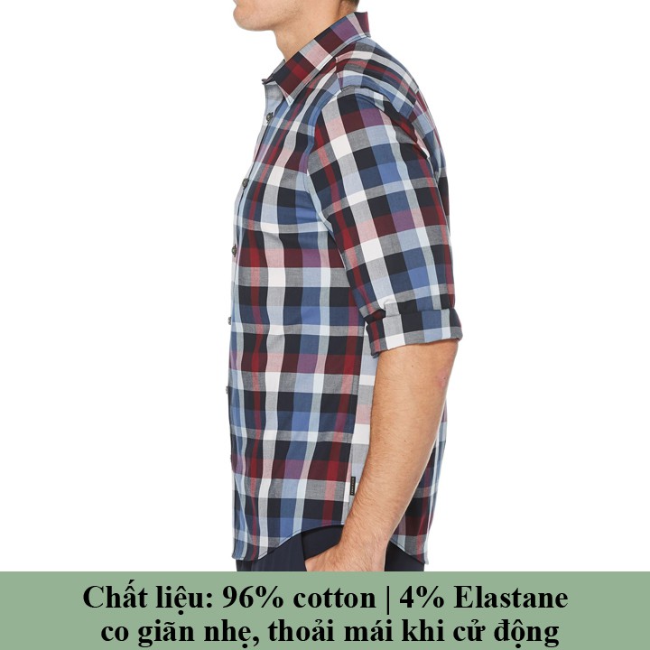 [BigSize từ 70kg - 110kg] Áo Sơ mi Nam Dài Tay Slim Fit - Vải Co Giãn Nhẹ Không Nhăn Sọc Caro Xanh Tím | BigBuy360 - bigbuy360.vn
