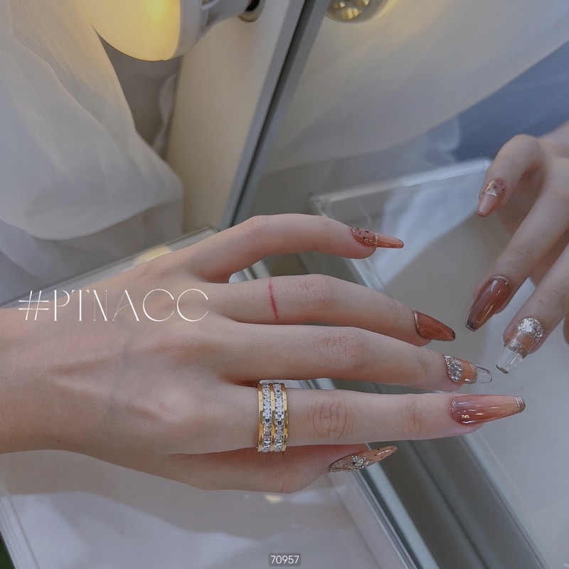 Nhẫn titan full đá paguet, nhẫn 2 hàng đá .PTNACC.