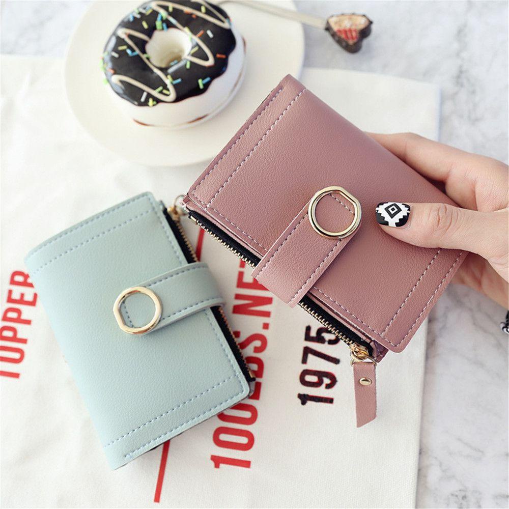 ღOKDEALSღ Fashion Leather Purse Money Clip Wallet Women Clutch Short Wallet For Girl Small Hasp Female Ladies Card Bag/Multicolor