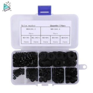 Nylon flat round plastic washer m2 m2.5 m3 m4 m5 m6 m8 assortment kit black 350pcs