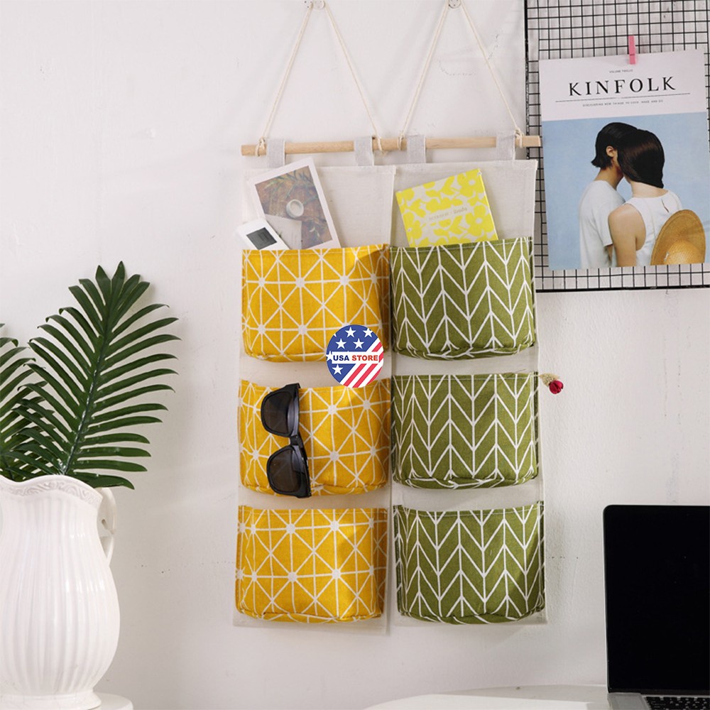 Túi Vải Treo Tường 3 Ngăn / 7 Ngăn DÉCOR Lúa Mạch - Giỏ Đựng Đồ Nhiều Ngăn Trang Trí (Chọn Màu)