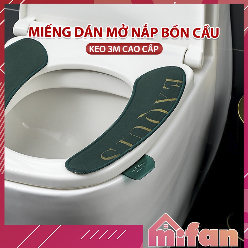 Miếng Dán Mở Nắp Bồn Cầu Cao Cấp MIFAN - Keo 3M Siêu Dính - Nâng, Đóng Nắp Bệt Vệ Sinh Tiện Lợi, An Toàn