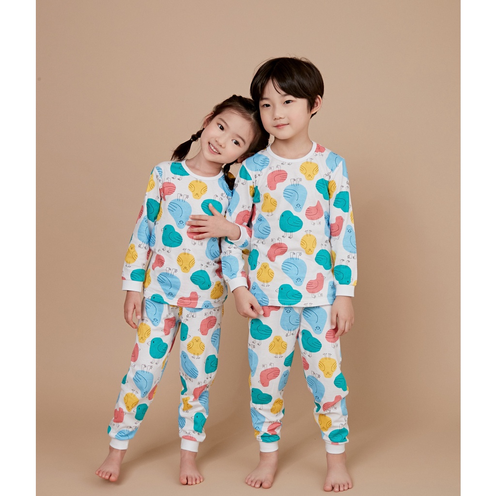 Bộ pijama dài tay bé trai/bé gái Bird Friends 100% Cotton – Olomimi Hàn Quốc