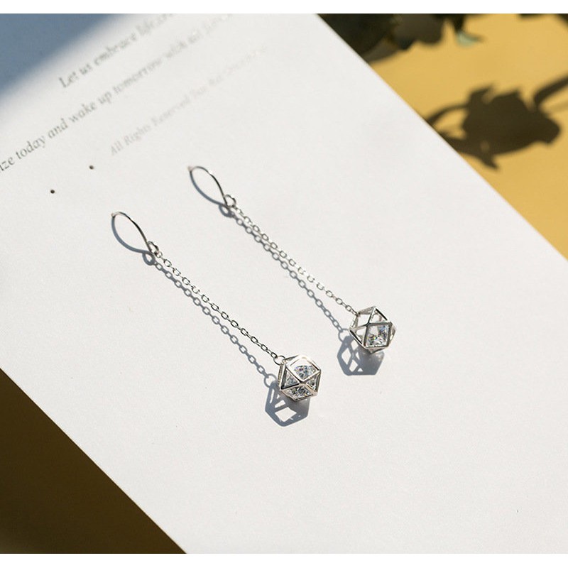 Khuyên Tai Hình Khối Nước Thông Minh Mạ Bạc Sterling E Cho Nữ