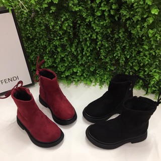 Bốt cổ thấp chất da lộn thắp nơ cho bé gái xinh xắn, hàng có sẵn (size 26-30)