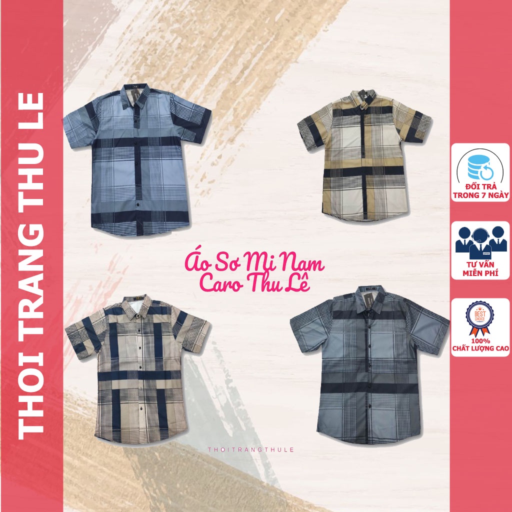 Áo sơ mi nam ca rô giá rẻ trắng đẹp cao cấp công sở Thu Lê CARO TRUNG