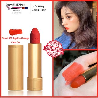 Son Gucci Màu 302 Agatha Orange Matte Cam Đỏ