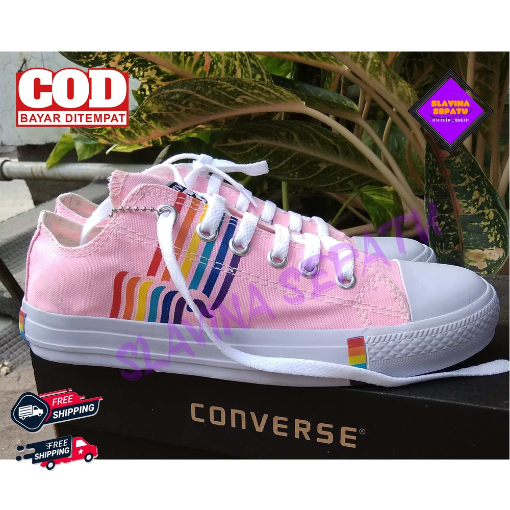 Giày Thể Thao Converse121 Màu Cầu Vồng Hồng Dễ Thương