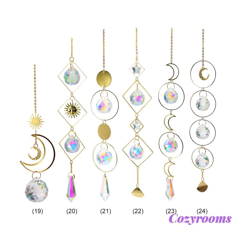 Suncatcher phối mặt quả cầu mặt trăng mặt trời pha lê tạo cầu vồng sáng tạo cho xe hơi/nhà cửa