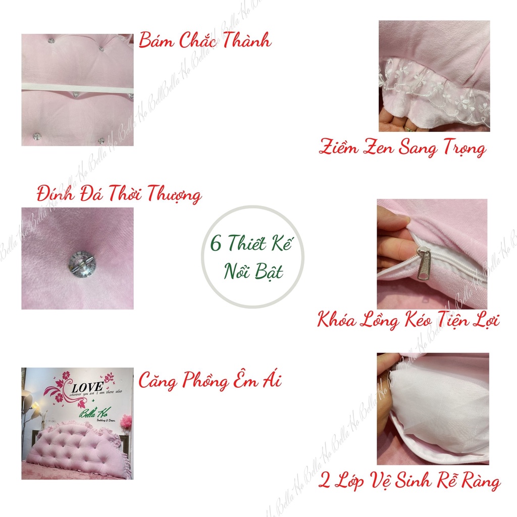 Gối tựa đầu giường Nhập Khẩu Cao Cấp Bella Ho Kích Thước 1.5m Và 1.8m