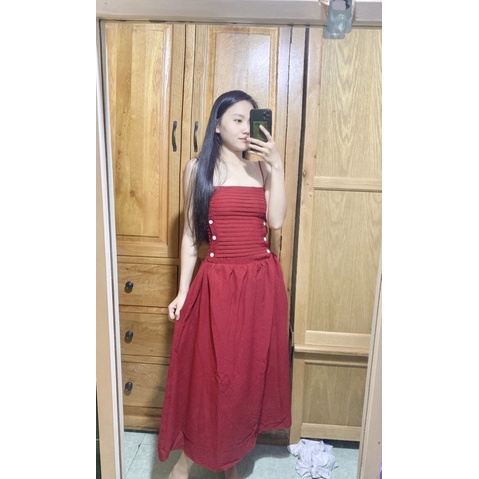 Đầm maxi 2 dây nhún sườn TK1209