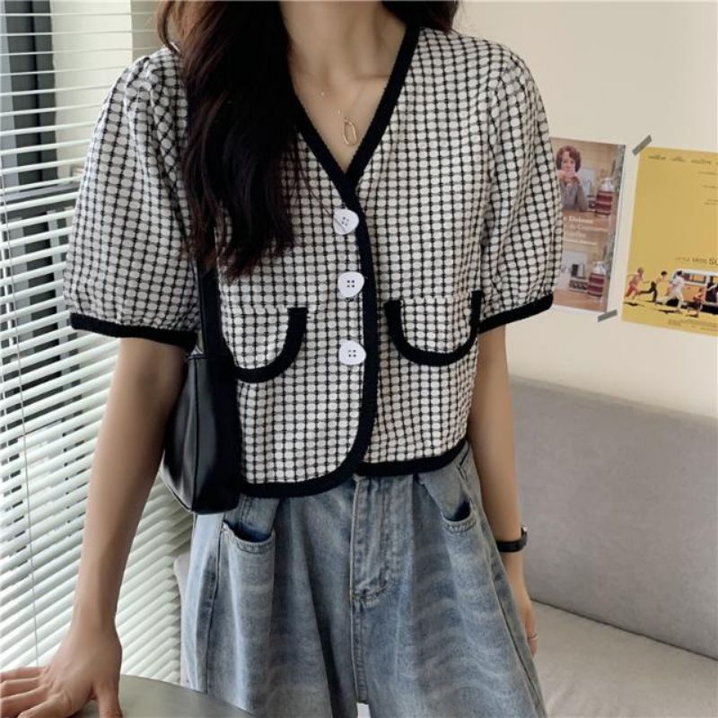 Áo Sơ Mi Nữ Tay Ngắn Siêu Cute Hàn Quốc