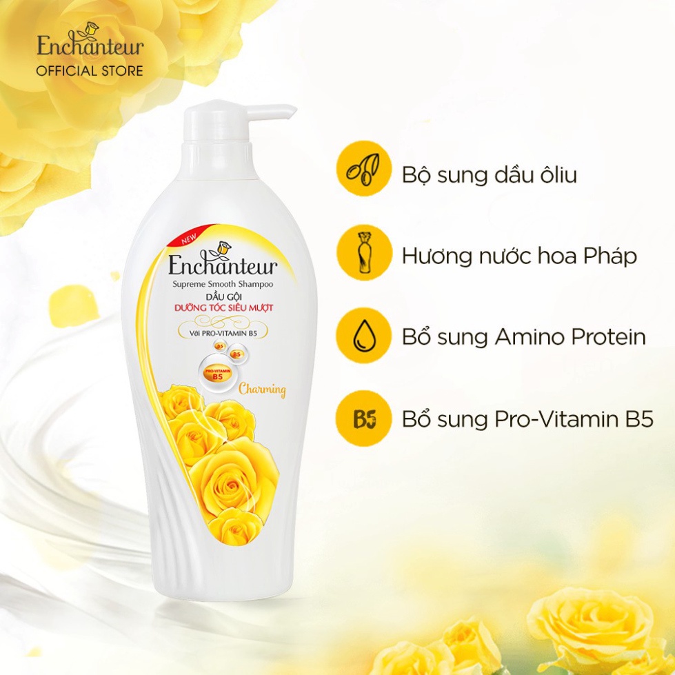 Dầu gội nước hoa Enchanteur Charming/ Sensation 650gr - Tặng SỮA TẮM 150G