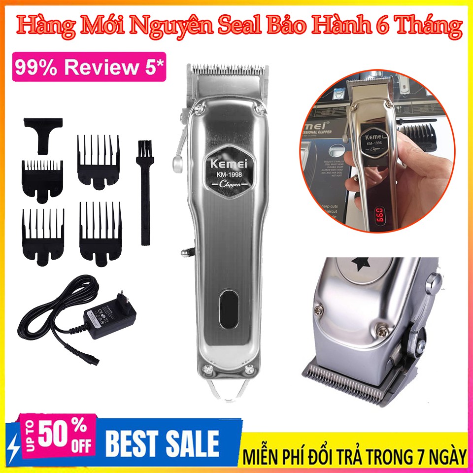 ✅ Mới 2020 ✅ Tông đơ cắt tóc thân nhôm nguyên khối kemei 1998,pin lithium 1000mah-hãng phân phối ✅