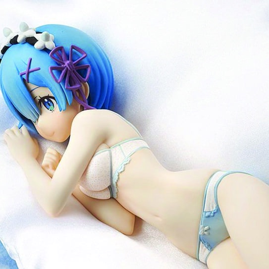 Mô hình tĩnh Re Zero Rem 23cm Sleeping Sharing Blue Lingerie Ver 1/7 Scale Figure KADOKAWA CHÍNH HÃNG NHẬT RZKAKA01