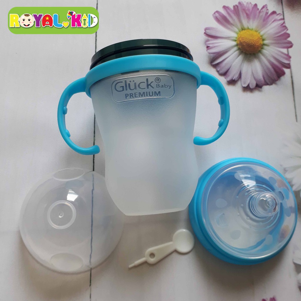 BÌNH SỮA SILICON 240ML PREMIUM GLUCK BABY - XANH