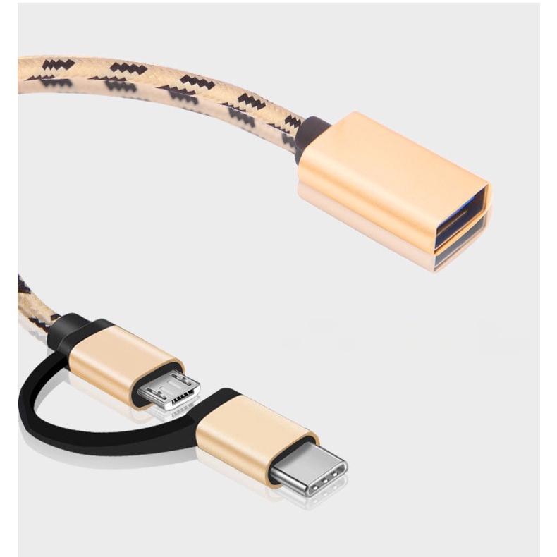 Dây Cáp Sạc Chuyển Đổi Dữ Liệu Usb Sang Micro Usb Type C 2 Trong 1