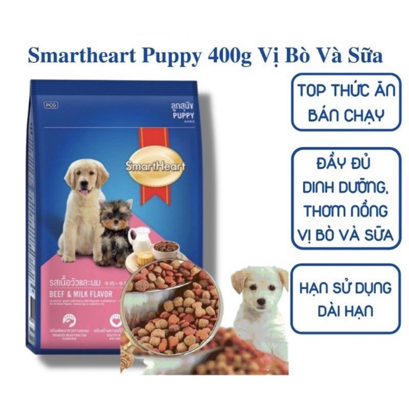 Hạt SmartHeart cho chó lớn và nhỏ vị bò gói 400gr - Laila Petshop