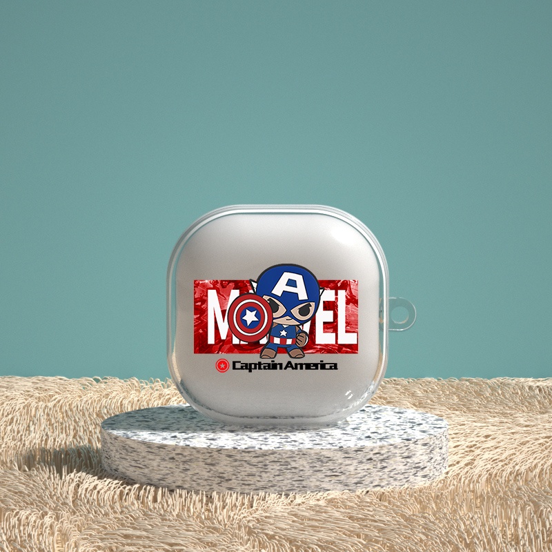 Vỏ Bảo Vệ Hộp Sạc Tai Nghe Samsung Galaxy Buds 2 Trong Suốt Họa Tiết Marvel Captain America / Spiderman / Iron Man / Venom Độc Đáo