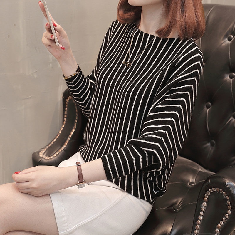 Áo Sweater Dệt Kim Tay Cánh Dơi Phong Cách Hàn Quốc Thời Trang Thu Đông Mới