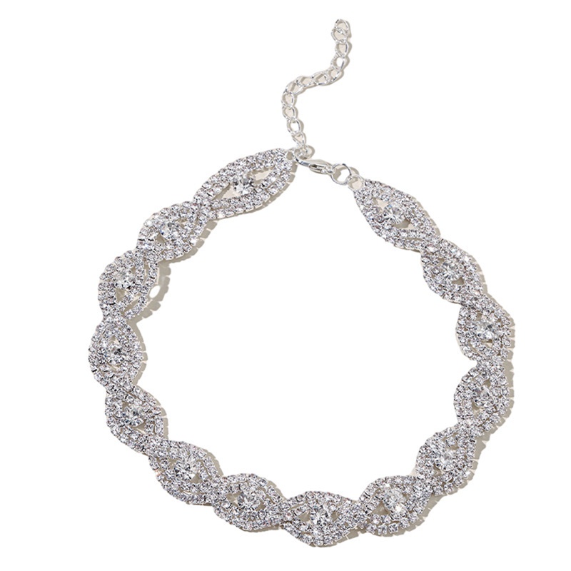 Vòng cổ hợp kim đính đá phong cách Hip Hop