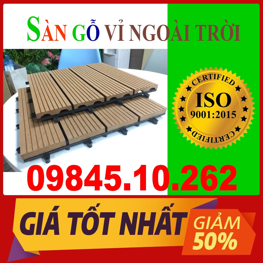 Sàn vỉ gỗ nhựa Composite chịu nước, mưa nắng và không cong vênh, mối mọt dùng lát trang trí ban công, sân vườn ngoài nha