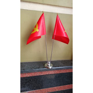 Cờ để bàn Việt Nam Đảng đế inox đôi mini