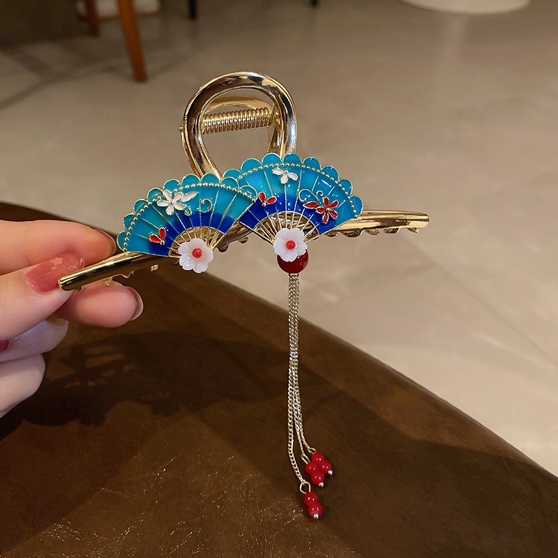 Kẹp Tóc Hình Quạt Thiết Kế Phong Cách Trung Hoa Sang Trọng Cho Nữ
