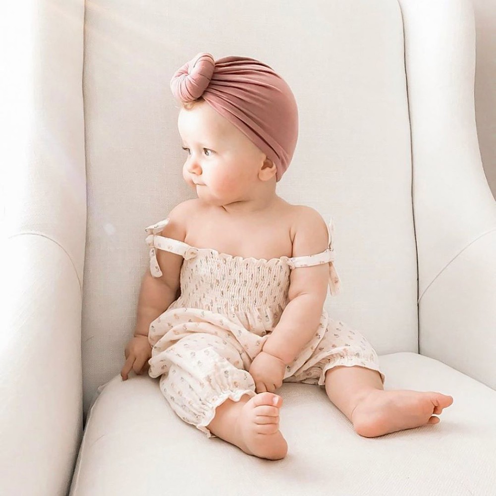 Mũ Turban Thắt Nút Màu Sắc Trơn Thời Trang Cho Bé Trai Và Gái