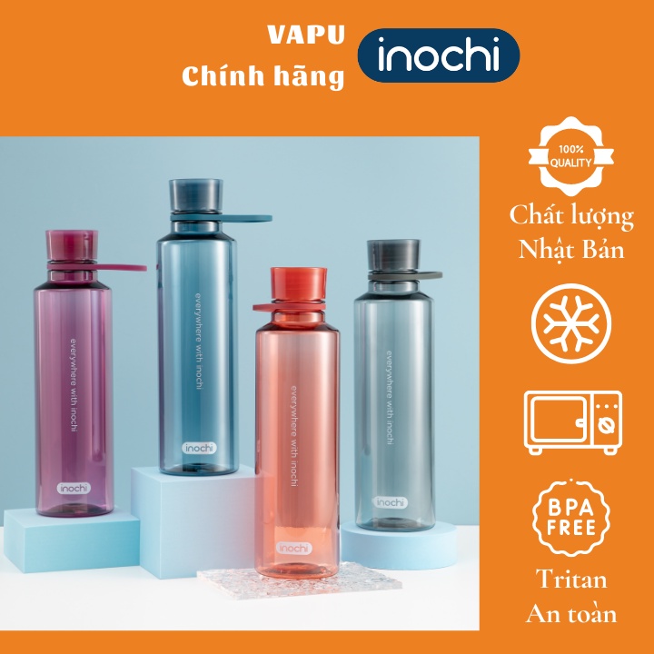 Bình nước tritan thể thao, trẻ em, xe đạp, học sinh, gym, cho bé không BPA Inochi Kita Slim an toàn, thông minh Vapu HCM