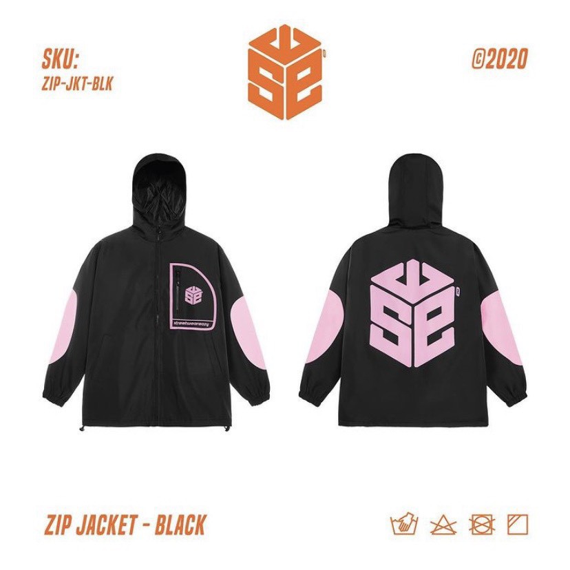 Jacket Streetwear Easy SWE Xám / Đen Hồng - Áo khoác kaki zip SWE