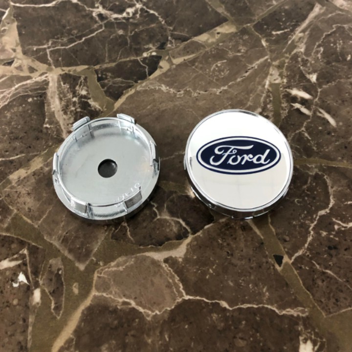 Logo chụp mâm bánh xe ô tô, xe hơi Ford FORD - 60MM: Mầu Bạc và Xanh Tím Than