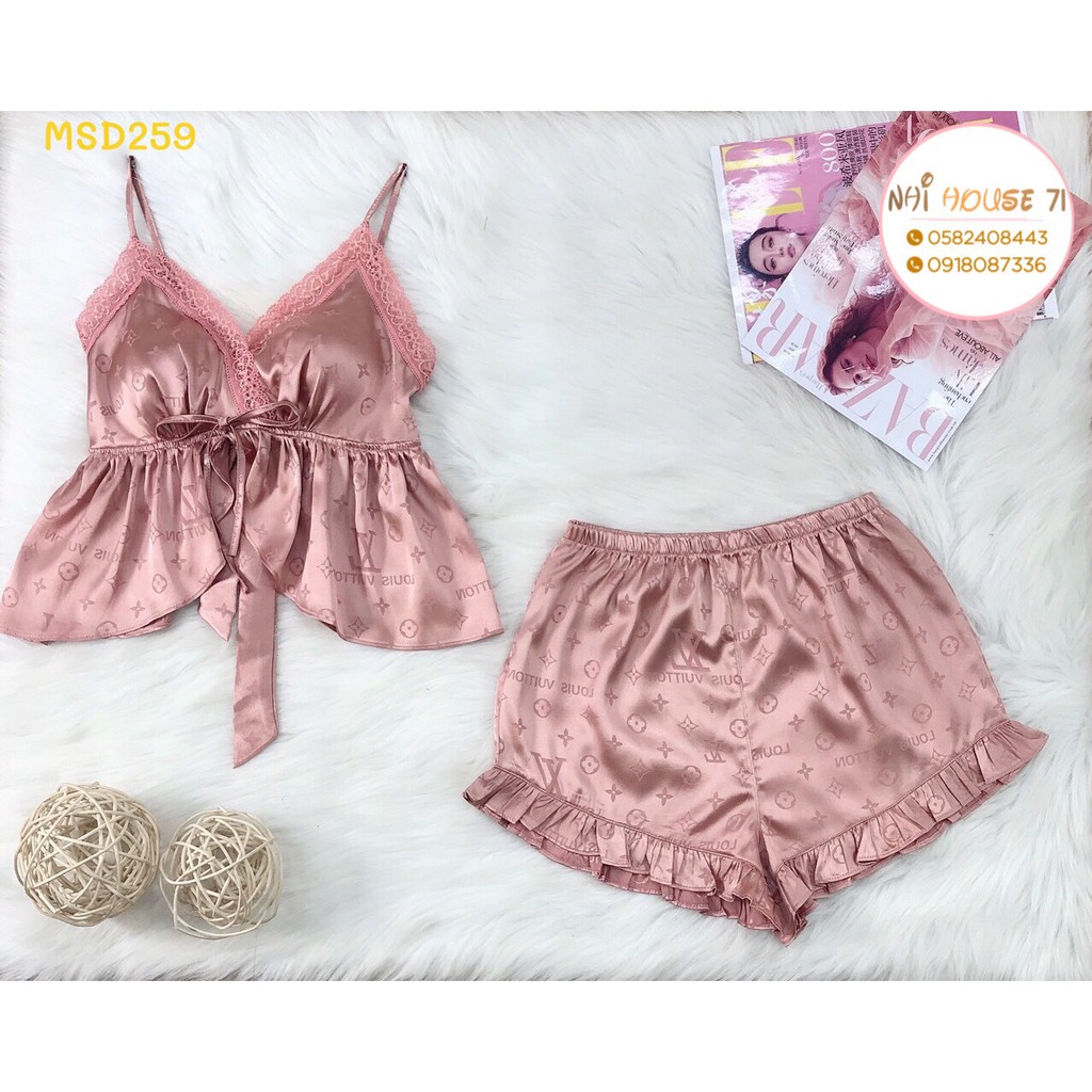 [FREESHIP 50K] Bộ Ngủ Ren NHISTORE Quần Ngắn Bèo  Áo Cúp Ngực Sexy Cột Nơ Freesize Dưới 57kg | BigBuy360 - bigbuy360.vn