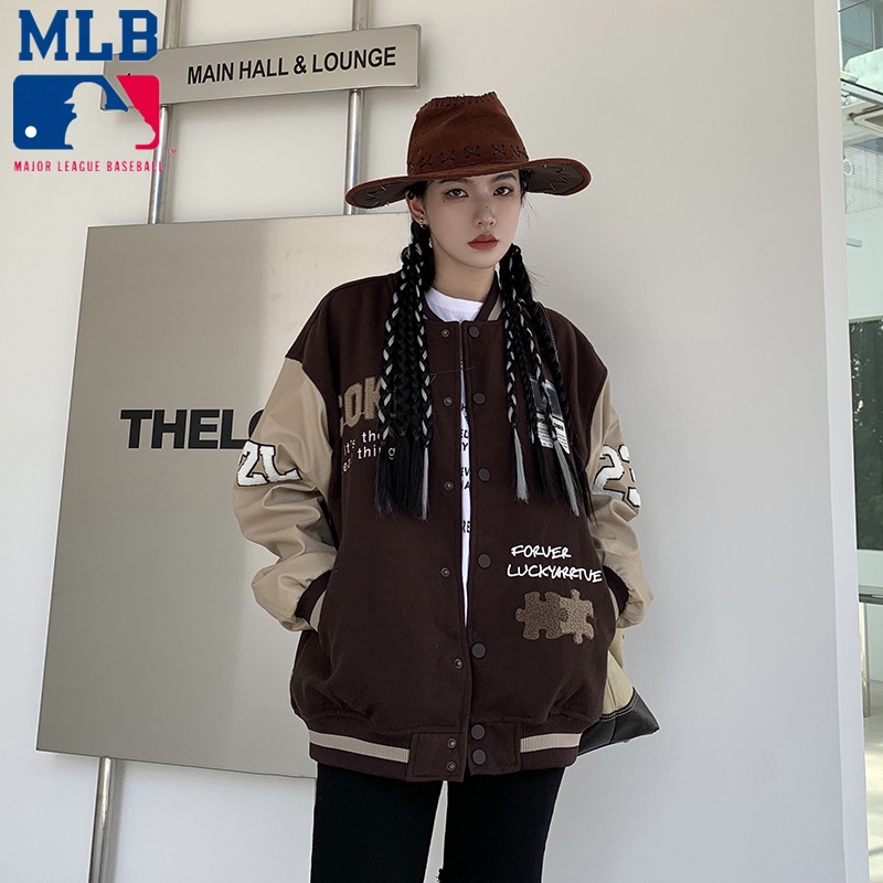 Áo Khoác Bóng Chày New York Yankees Phối Màu Retro Đường Phố Cho Nữ