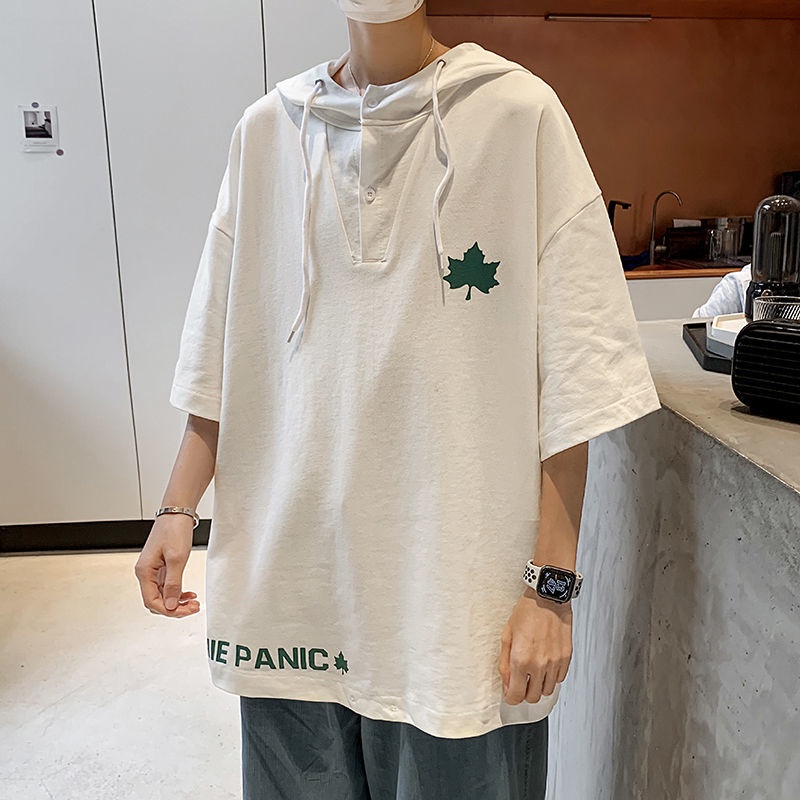 Áo hoodie ngắn tay dáng rộng thời trang mùa hè dành cho nam