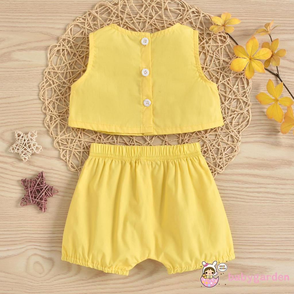 Áo Thun Ba Lỗ Hình Chú Ong + Quần Short Đáng Yêu Cho Bé Gái