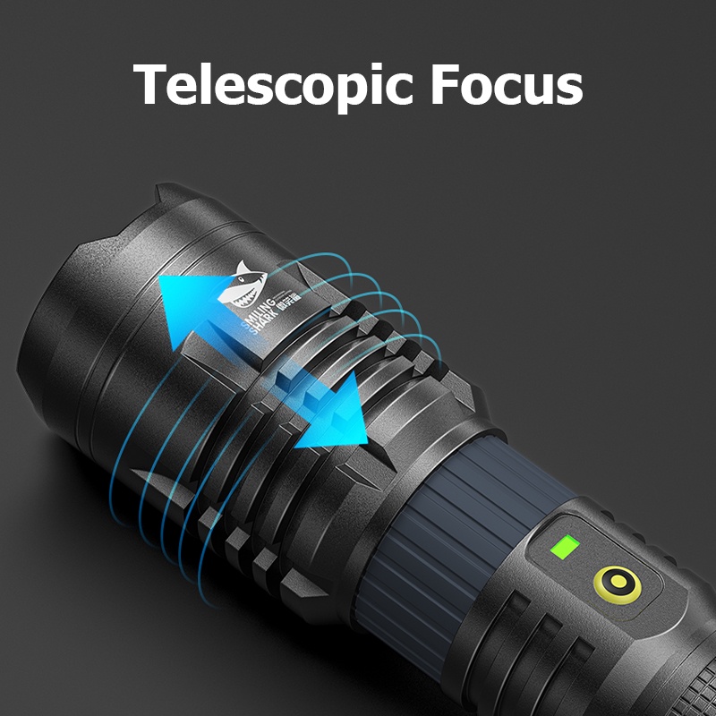 Đèn pin SMILING SHARK SD0095 M77 3500lumens sáng mạnh thu phóng sạc USB chống nước cho cắm trại/đi bộ đường dài/săn bắn